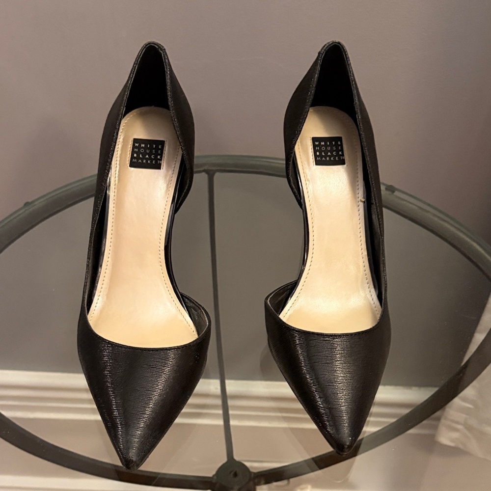 White House Black Market Black Pointed-Toe D'Orsay Pumps - Picture 2 of 6